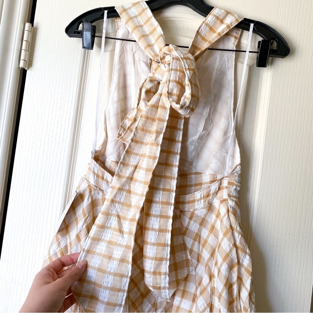 Free People Do The Twist Gingham Halter Mini Dress Tea Size 2 NWT - Picture 9 of 14